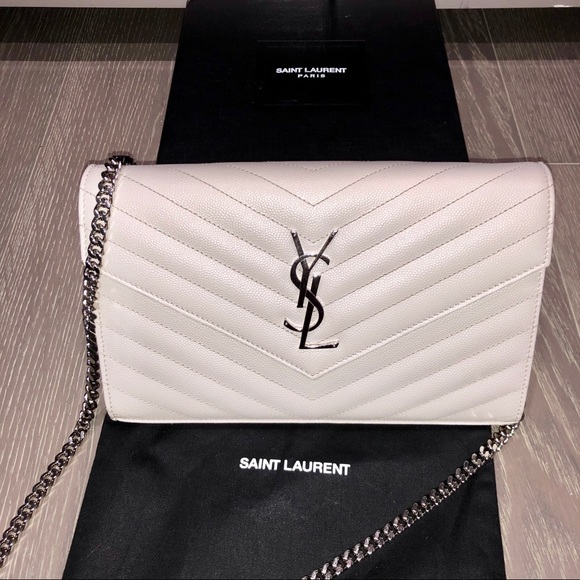 Saint Laurent Handbags - ⭐️Saint Laurent Monogram Chain Wallet Off White